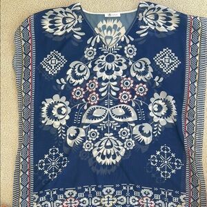 Cupshe Sleeveless Blue and White Graphic Coverup🌿